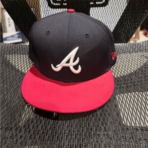 New Era Atlanta Braves Navy and Red Baseball Flatbill Cap